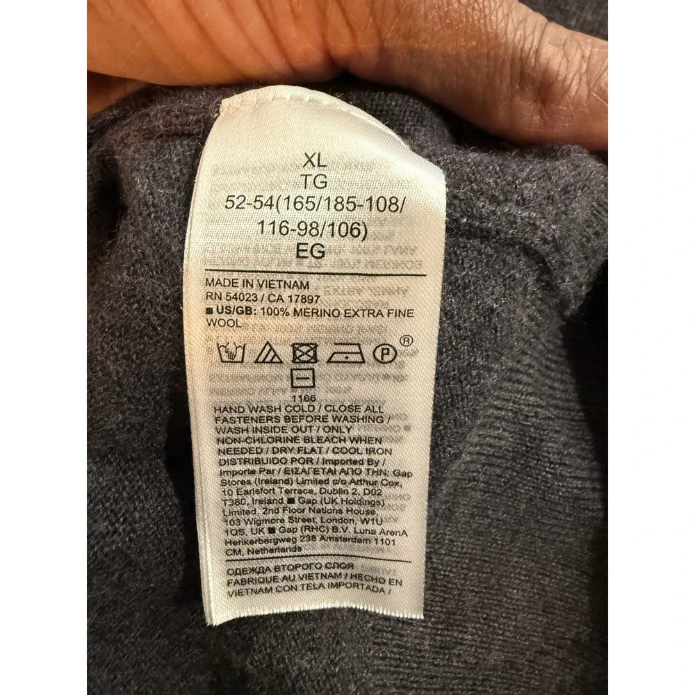 Banana Republic Mens XL Gray Italian Merino Wool Baruffa‎ Quarter Zip Sweater